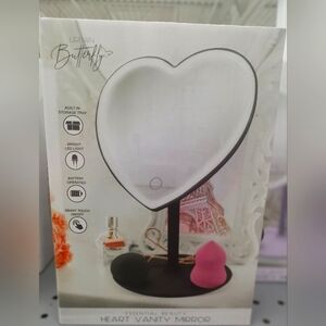 Heart Vanity Mirror with LED Light - Black